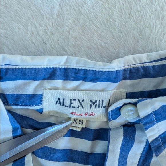 Alex Mill Wash and Go Cotton Blue White Striped Button Down Shirt XS - Picture 4 of 10